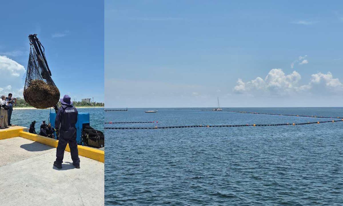 Acciones para frenar la llegada del sargazo a los litorales de Quintana Roo.