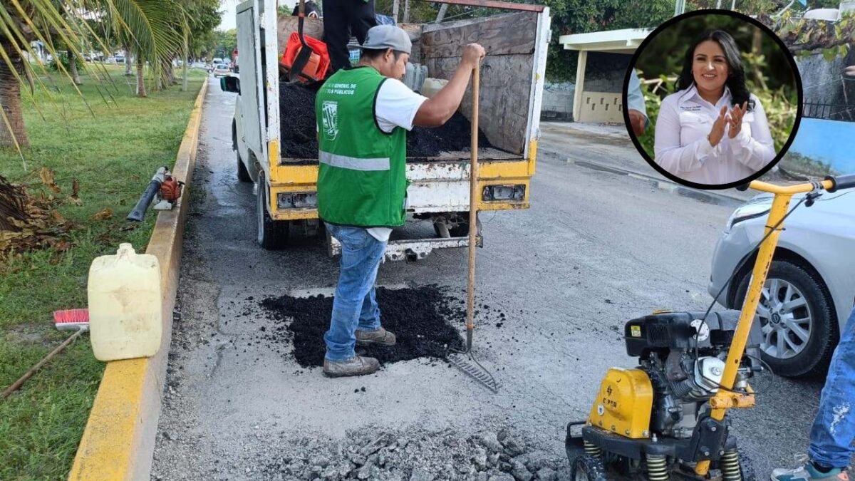 Bacheo en Puerto Morelos.