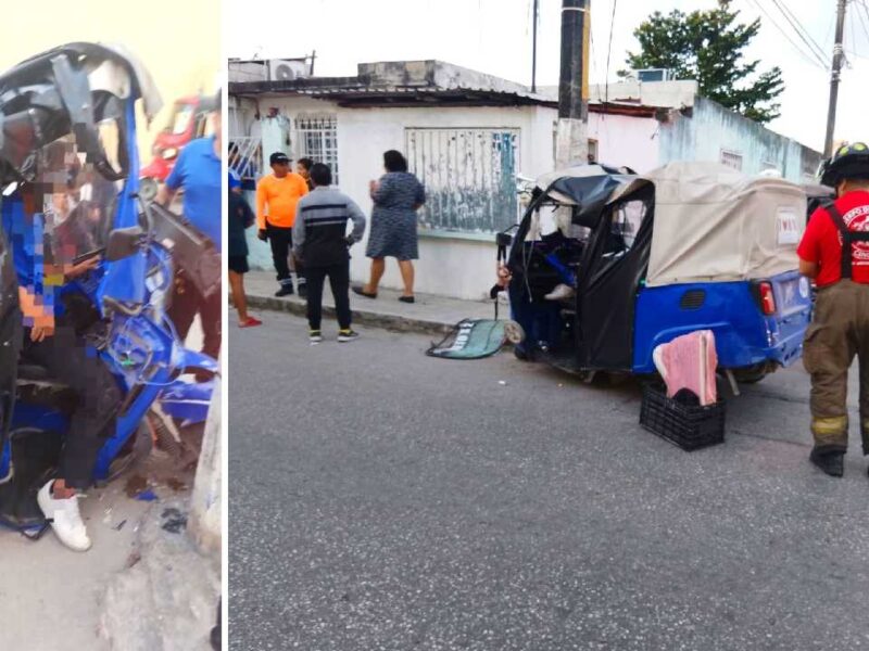 Accidente en la región 228 de Cancún deja 2 lesionados; uno quedó prensado