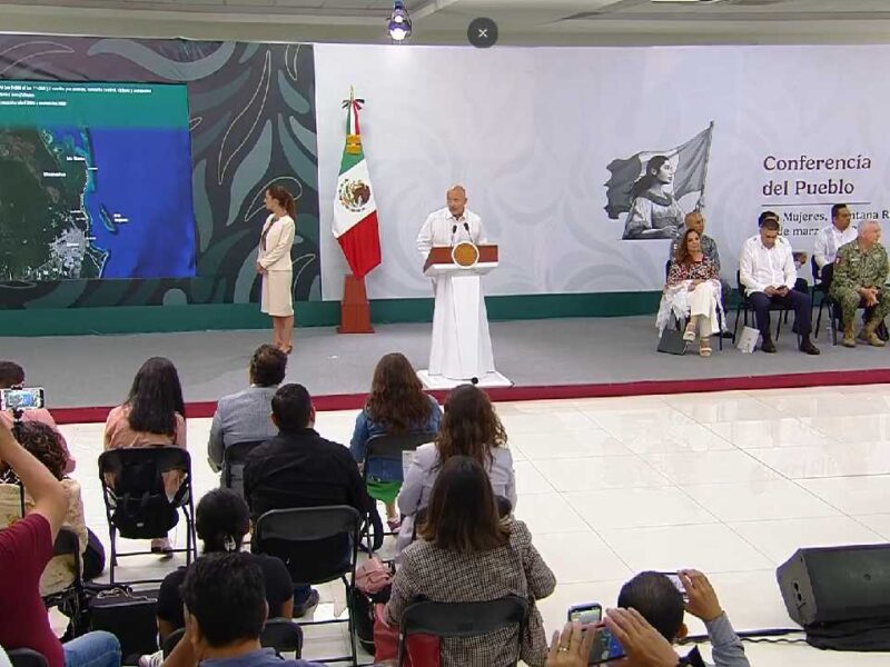 Anuncia SICT reutilización de sargazo para la carretera Isla Blanca; Puente Nichupté, en su fase terminal