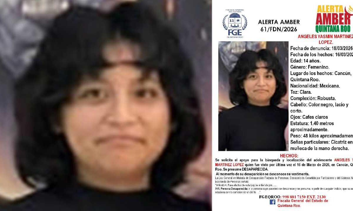 Menor desaparecida en Cancún.