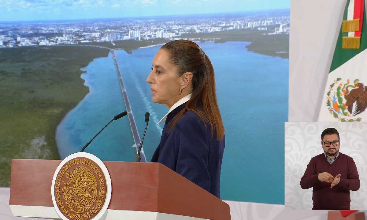 Reitera Sheinbaum que Puente Nichupté se abrirá a finales de abril.