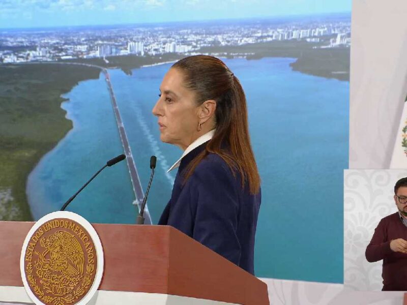 El objetivo es abrir el Puente Nichupté a finales de abril, reitera la presidenta