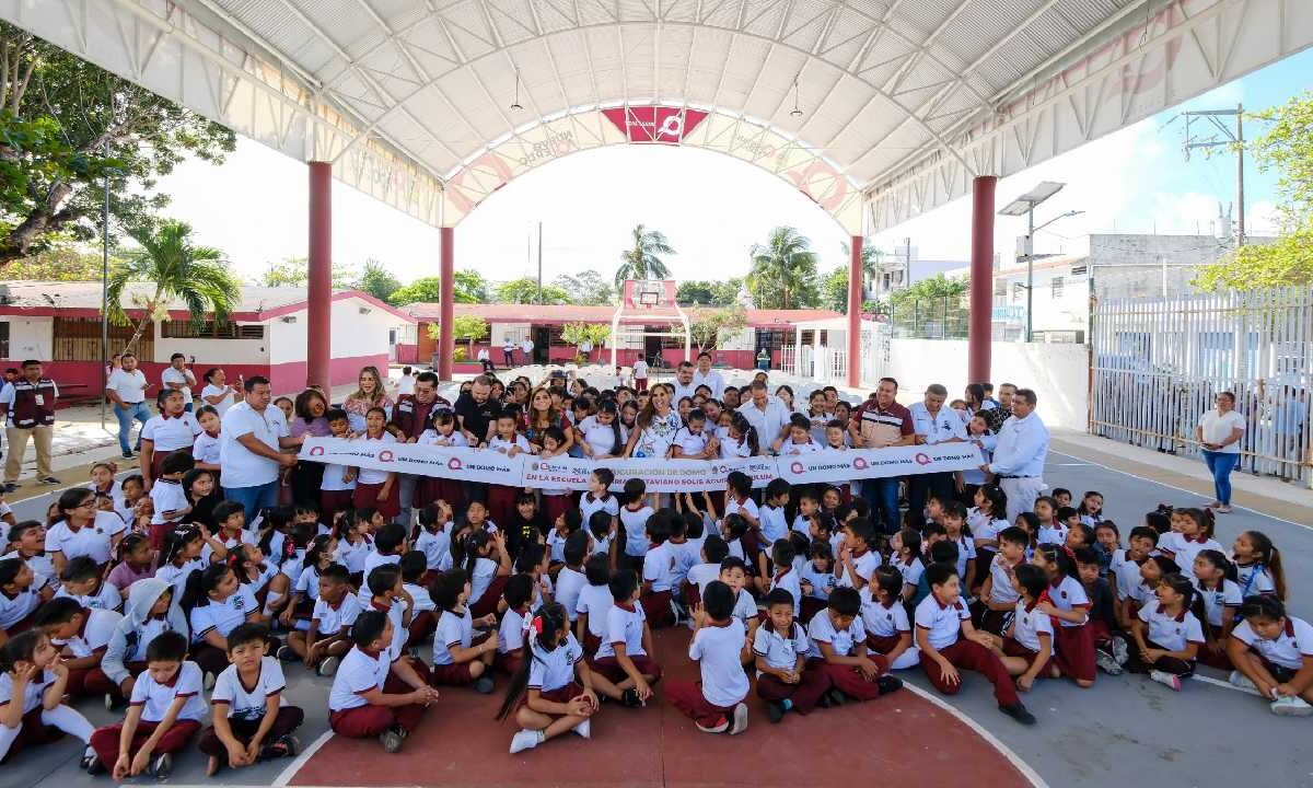 Inauguran domo escolar en Tulum.