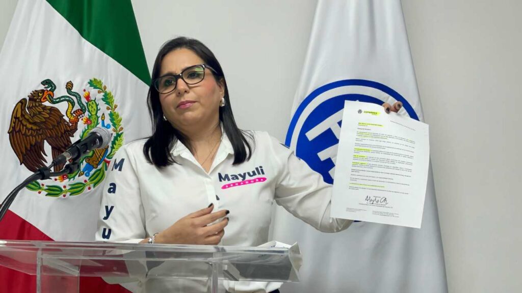 Mayuli Martínez Simón durante una conferencia en el Senado