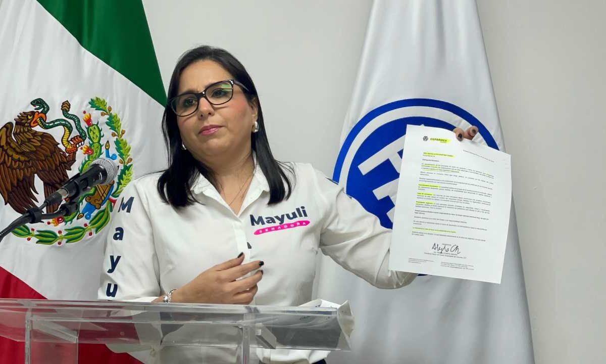 Mayuli Martínez Simón durante una conferencia en el Senado