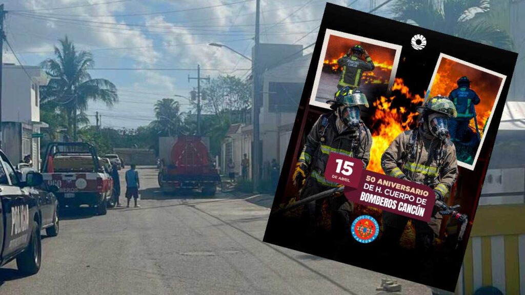 Bomberos de Cancún celebran 50 años... con atención de una emergencia