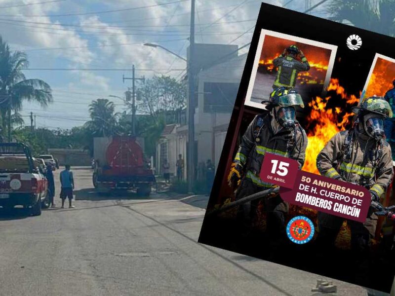 Bomberos de Cancún celebran 50 años... con atención de una emergencia