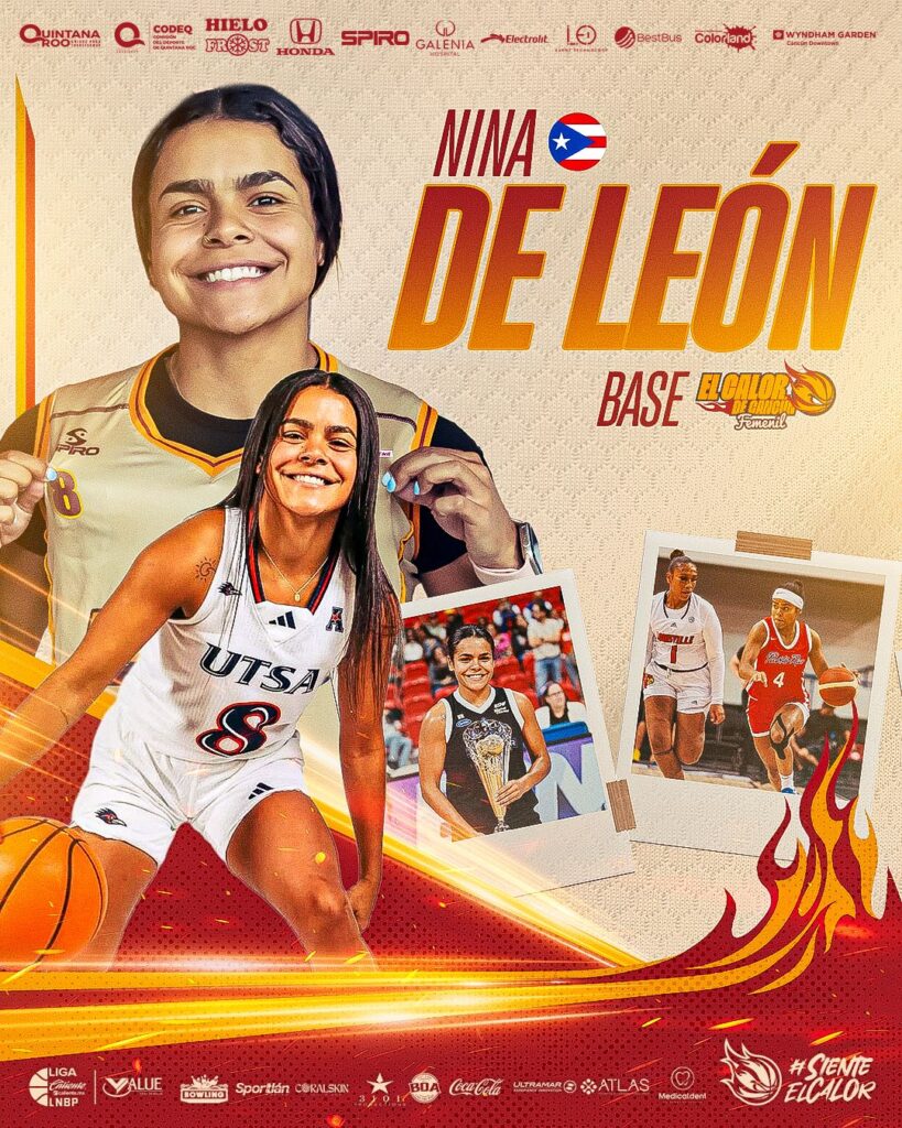 Nina León, nuevo refuerzo de El Calor de Cancún Femenil se muestra en un cartel oficial.