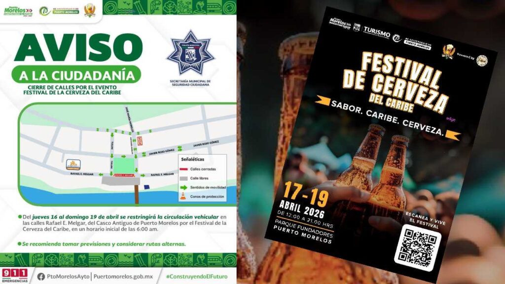 Evento en Puerto Morelos provoca cierres viales.