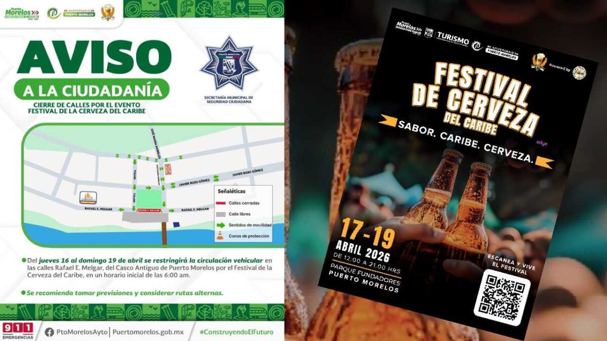 Evento en Puerto Morelos provoca cierres viales.