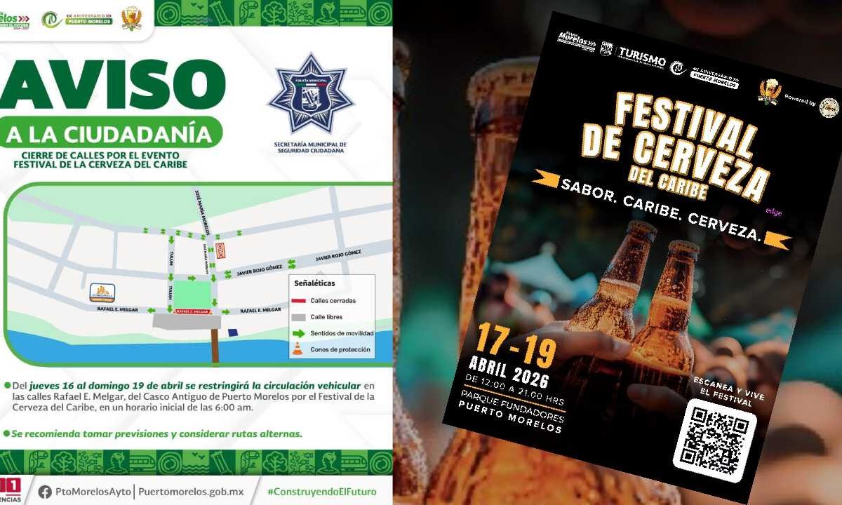 Evento en Puerto Morelos provoca cierres viales.