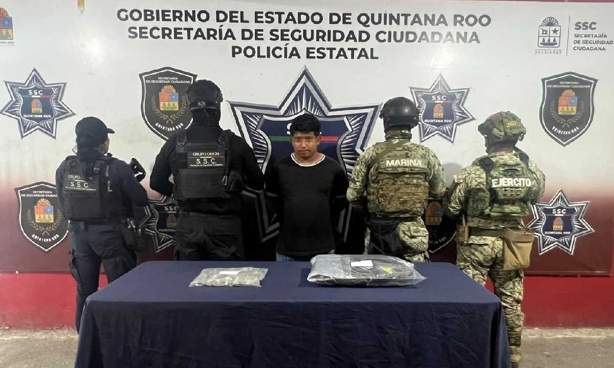 Cae sujeto con droga.