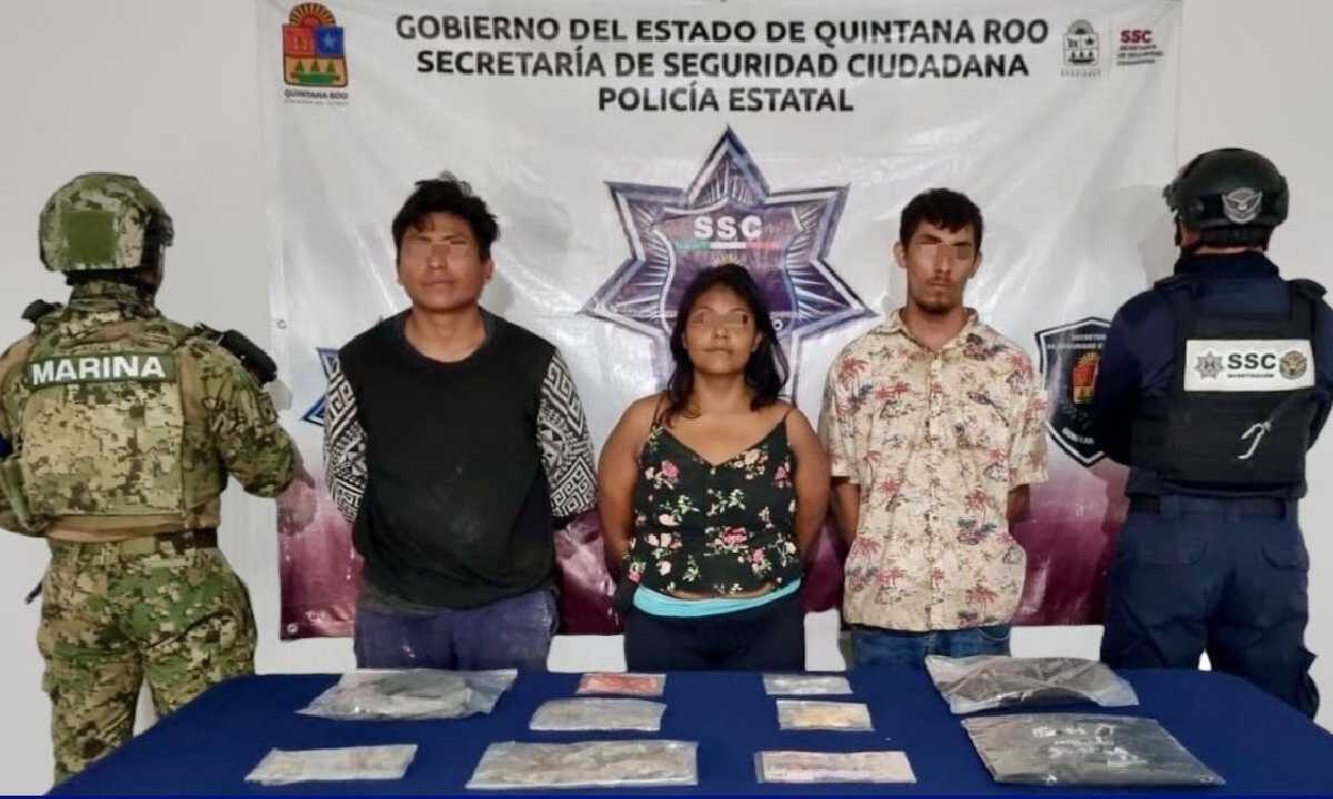 Detienen a 3 con drogas.