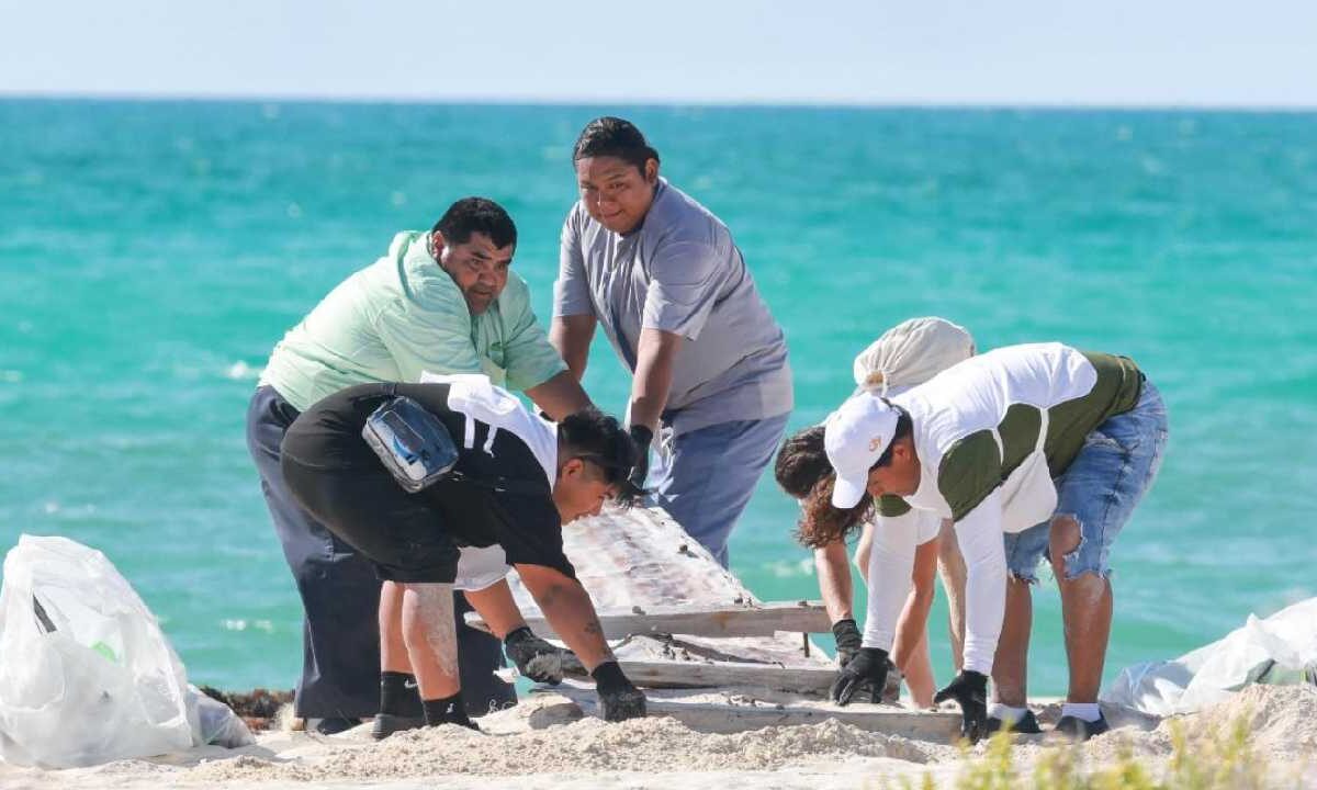 Operativo de limpieza en Isla Blanca.