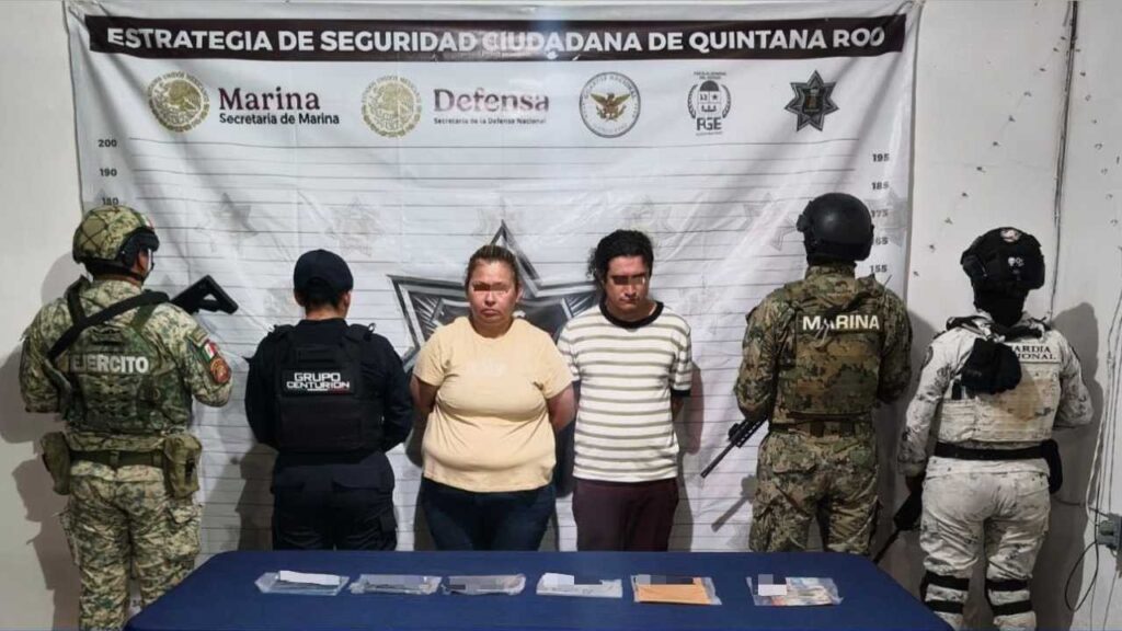 Policías de Playa del Carmen y fuerzas federales capturan a pareja de presuntos extorsionadores