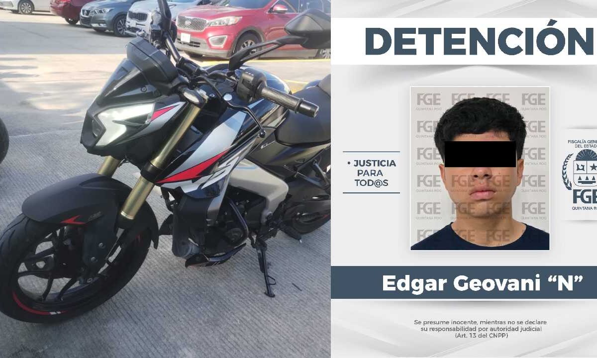 Cae sujeto con moto robada.