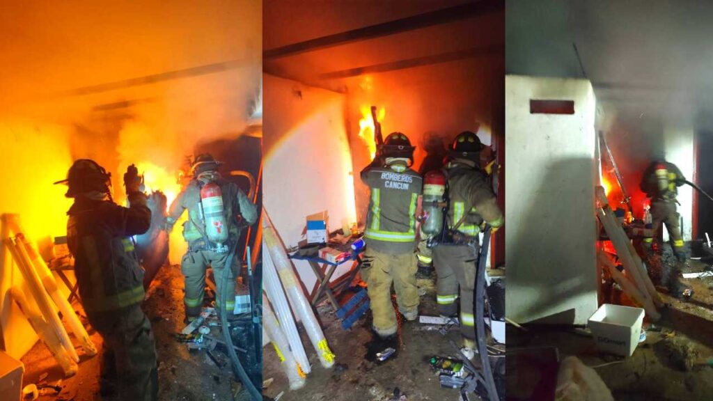 Moviliza a cuerpos de emergencia incendio de vivienda en el centro de Cancún