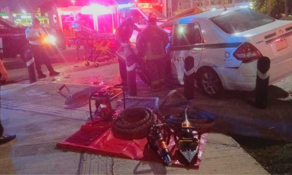 Un taxista quedó prensado.