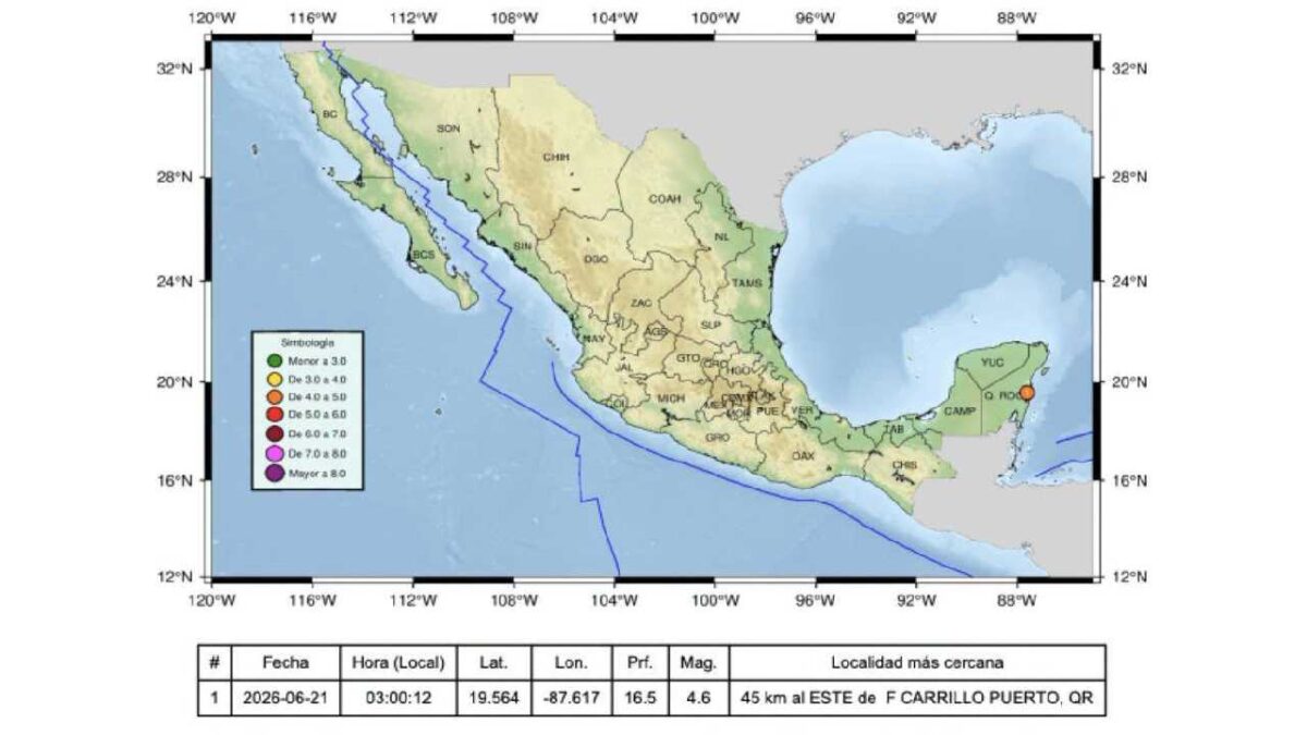 Sismo en Quintana Roo.