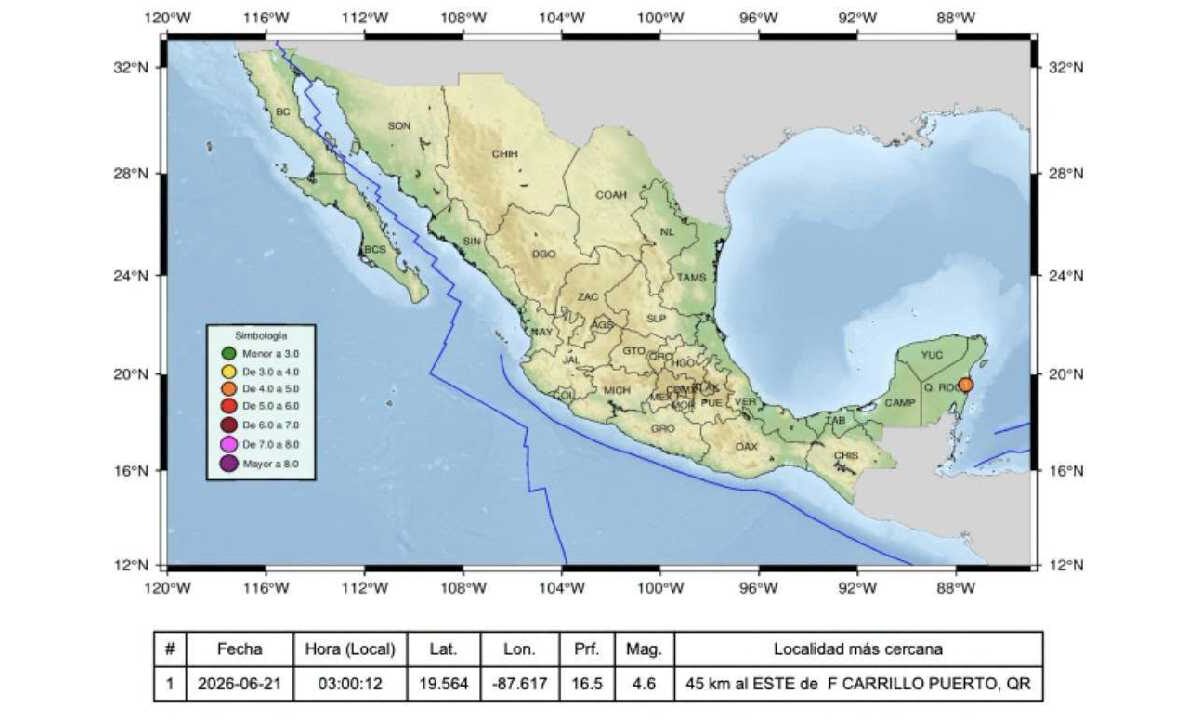 Sismo en Quintana Roo.