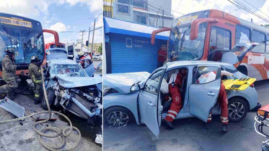 Aparatoso accidente en Cancún deja un hombre prensado y moviliza a cuerpos de emergencia