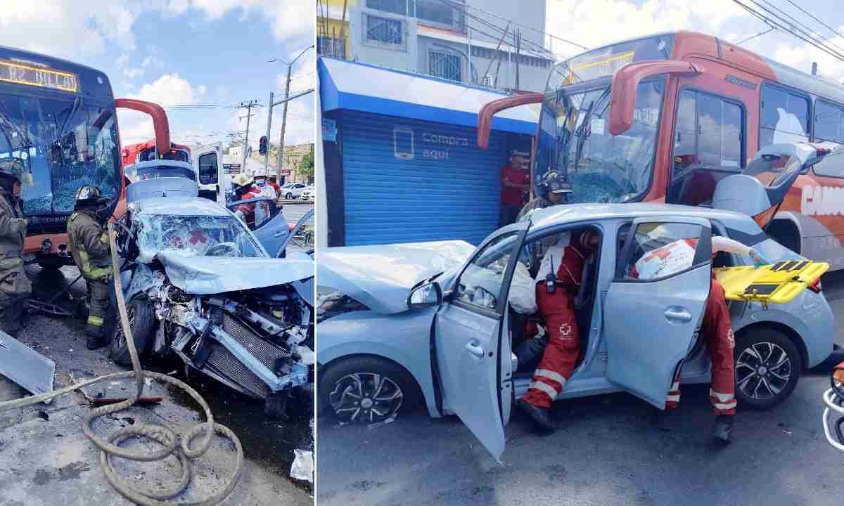 Aparatoso accidente deja un prensado.