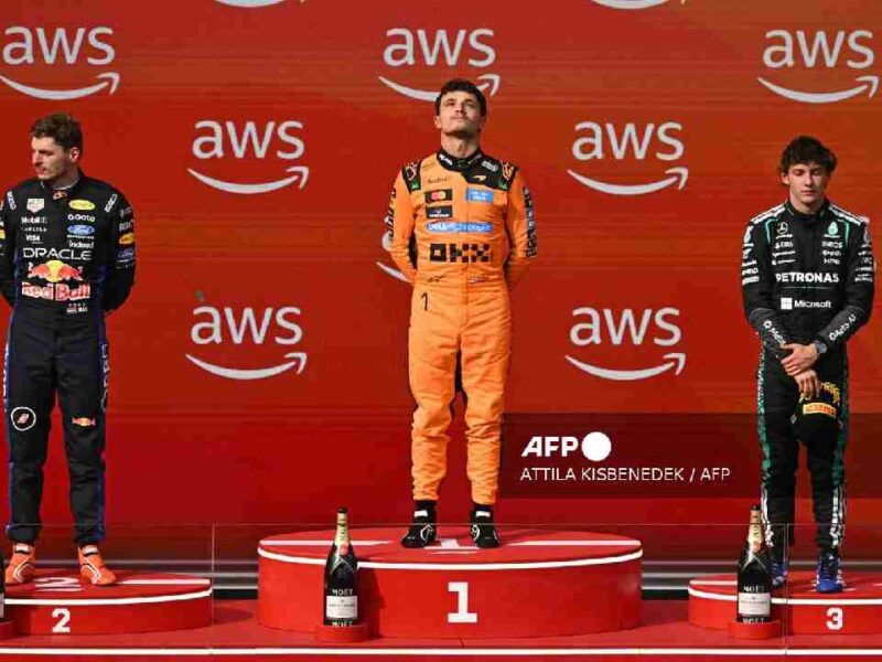 Lando Norris logra su primera victoria en Budapest; “Checo” Pérez, abandona la carrera