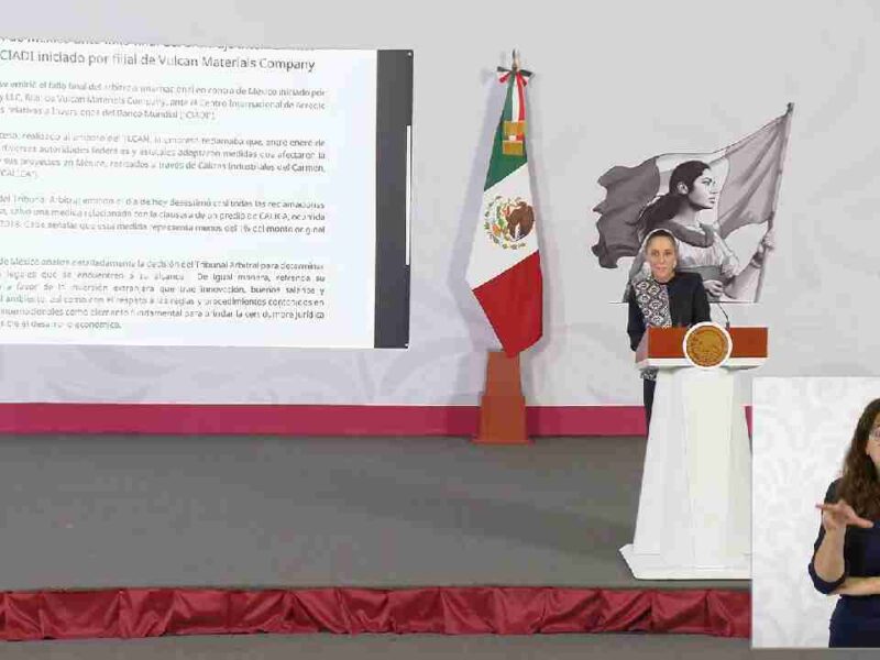 Sheinbaum pide un plazo de 30 días para informar si se interpone algún recurso en el caso Vulcan Materials
