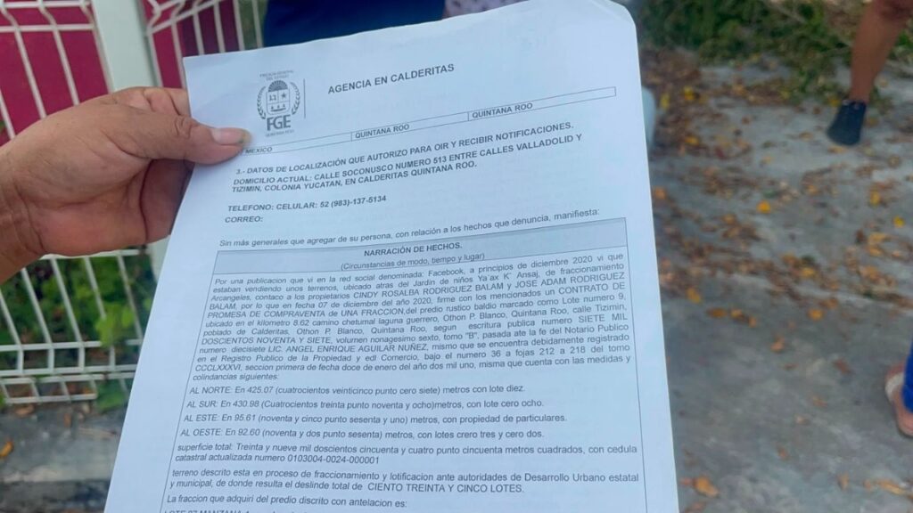 Denuncian presunto fraude inmobiliario en Calderitas