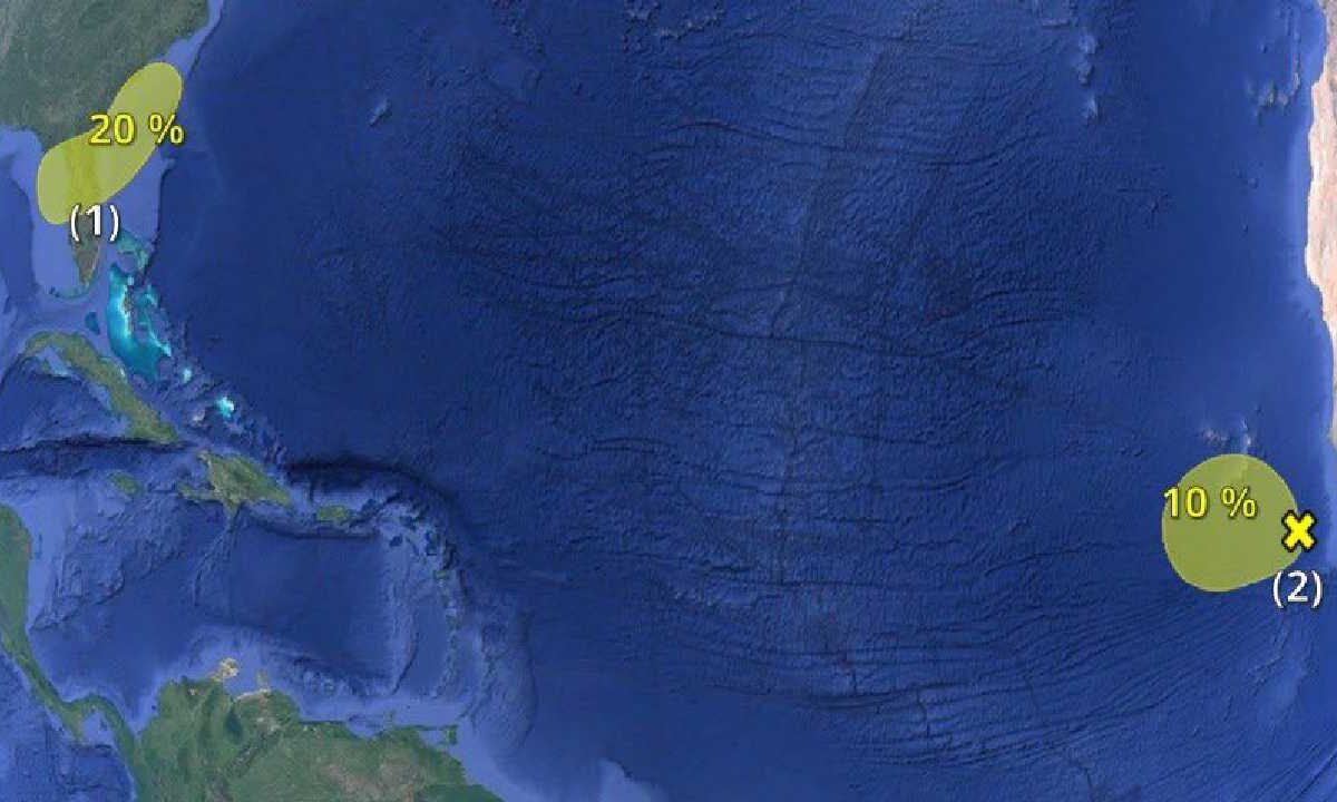 Zona de baja presión en el Atlántico.