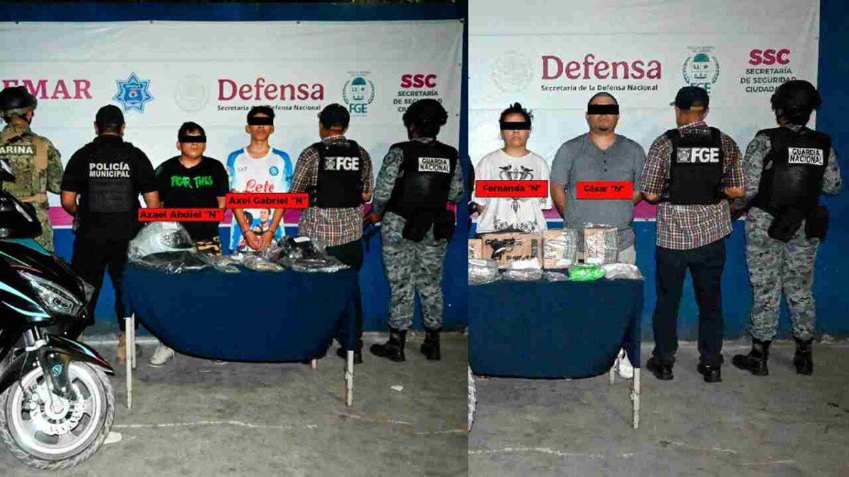 Detienen a 4 presuntos narcomenudisetas.