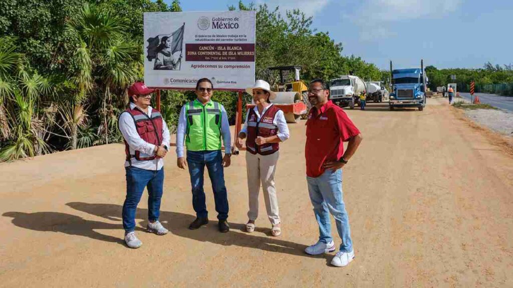 Carretera Cancún-Isla Blanca con avance de 30%, destaca la gobernadora Mara Lezama (video)