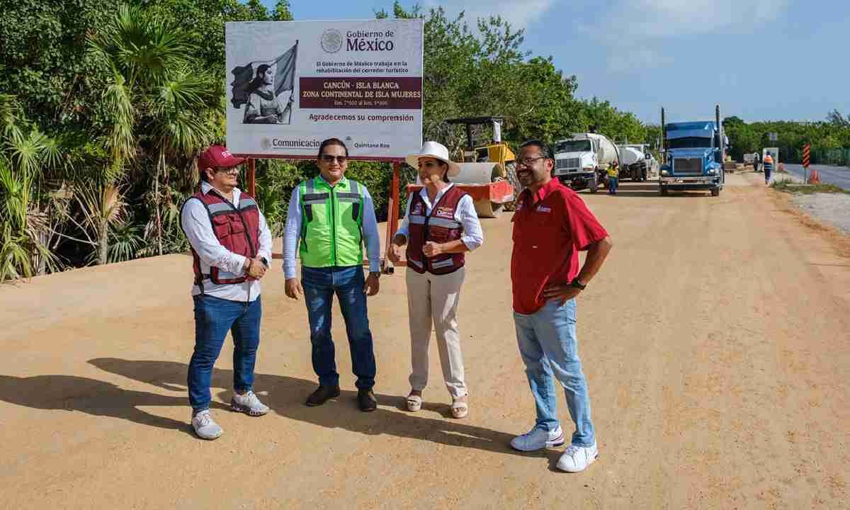 La gobernadora realizó un recorrido en la obra de Cancún-Isla Blanca.
