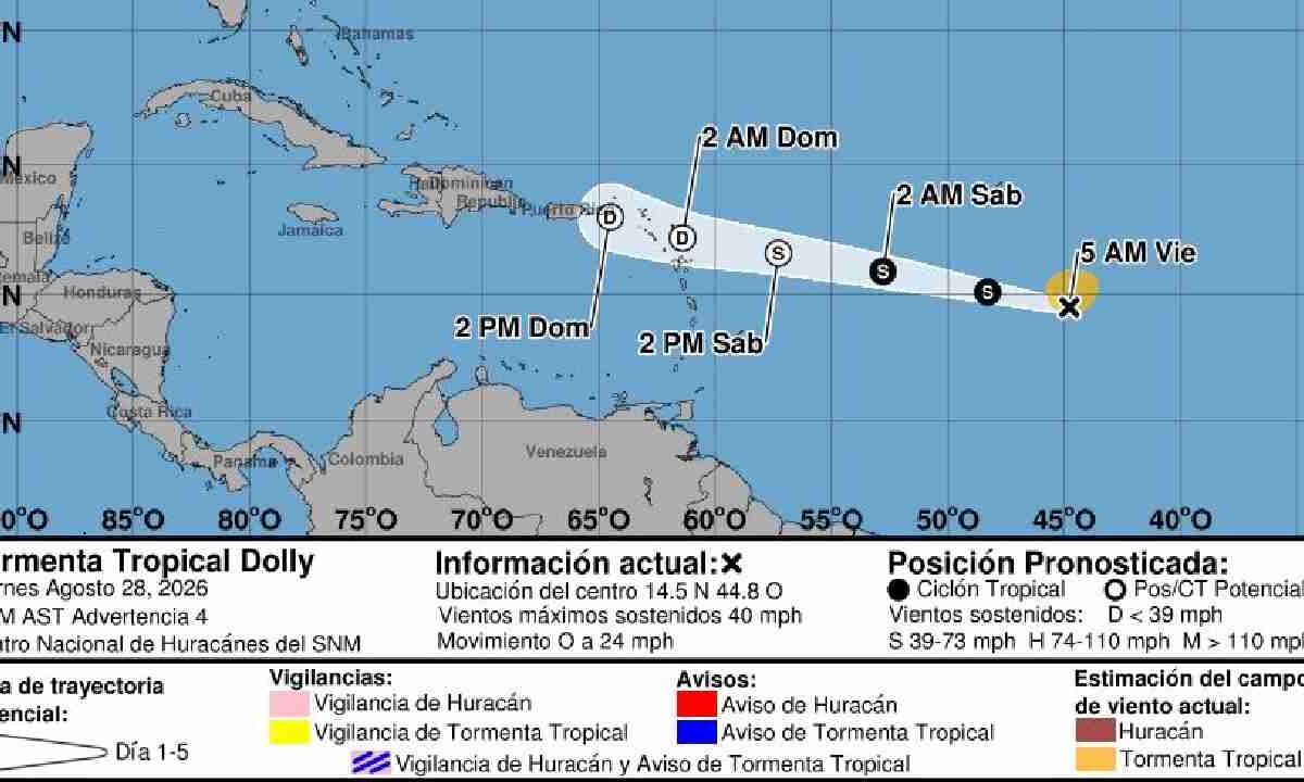 Avanza débil la tormenta tropical Dolly.