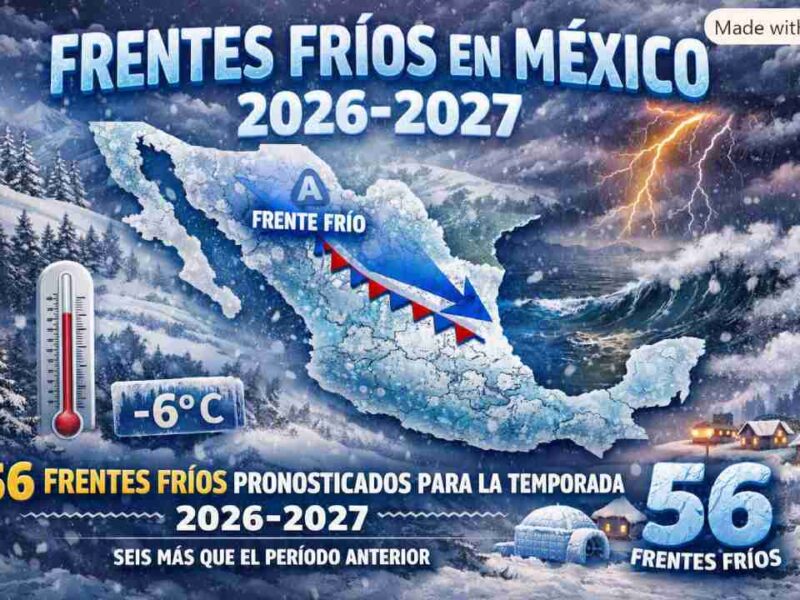 Pronostica SMN 56 frentes fríos en México durante la temporada 2026-2027, seis más que el período anterior