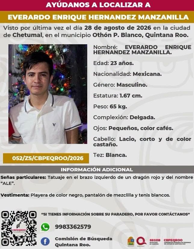 Corre peligro la vida de joven desaparecido en Chetumal: FGE