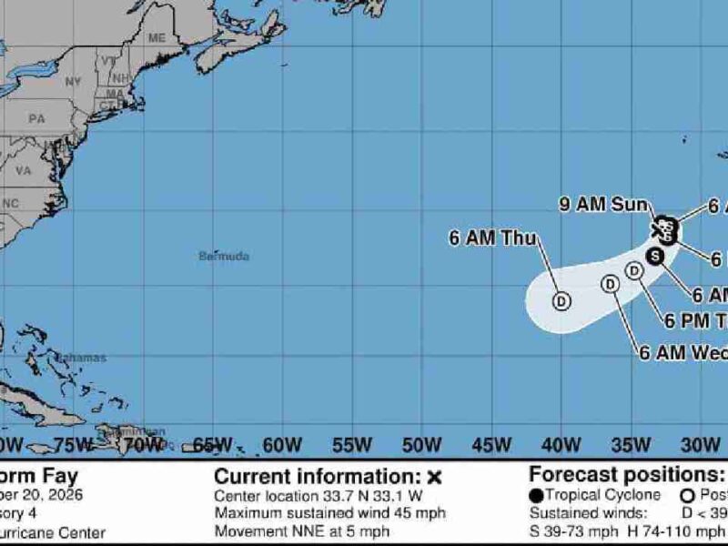 ¡Atención! Se forma la tormenta tropical Fay en el Atlántico; se ubica a 5420 kilómetros de Cancún